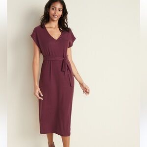 Old Navy Tie Belt Rib Knit Midi Shift Dress for Women